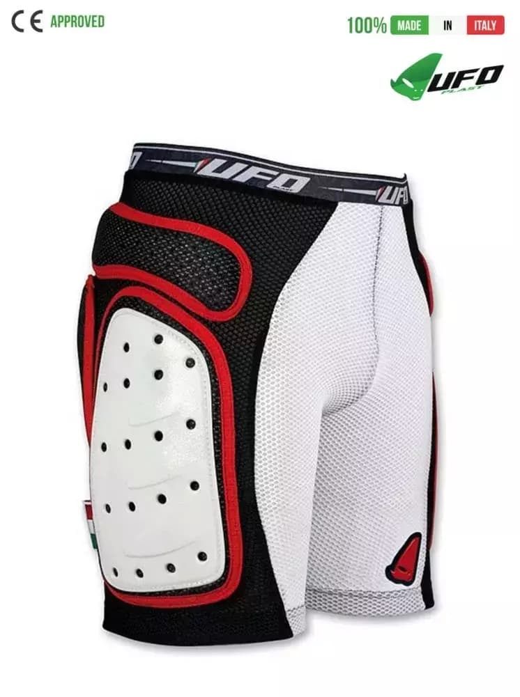 UFO PLAST Made in Italy – Padded Bike Shorts with Padding and Plastic Side Protection, Ergonomic Perforated Padds, Red 122
