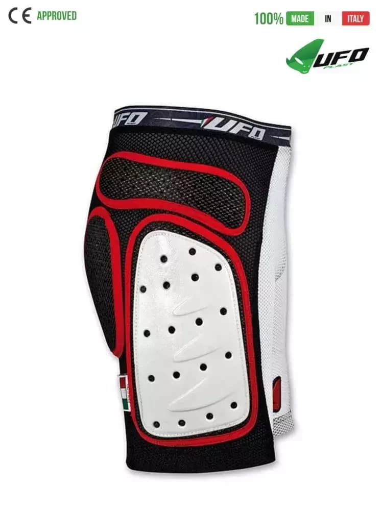 UFO PLAST Made in Italy – Padded Bike Shorts with Padding and Plastic Side Protection, Ergonomic Perforated Padds, Red 124