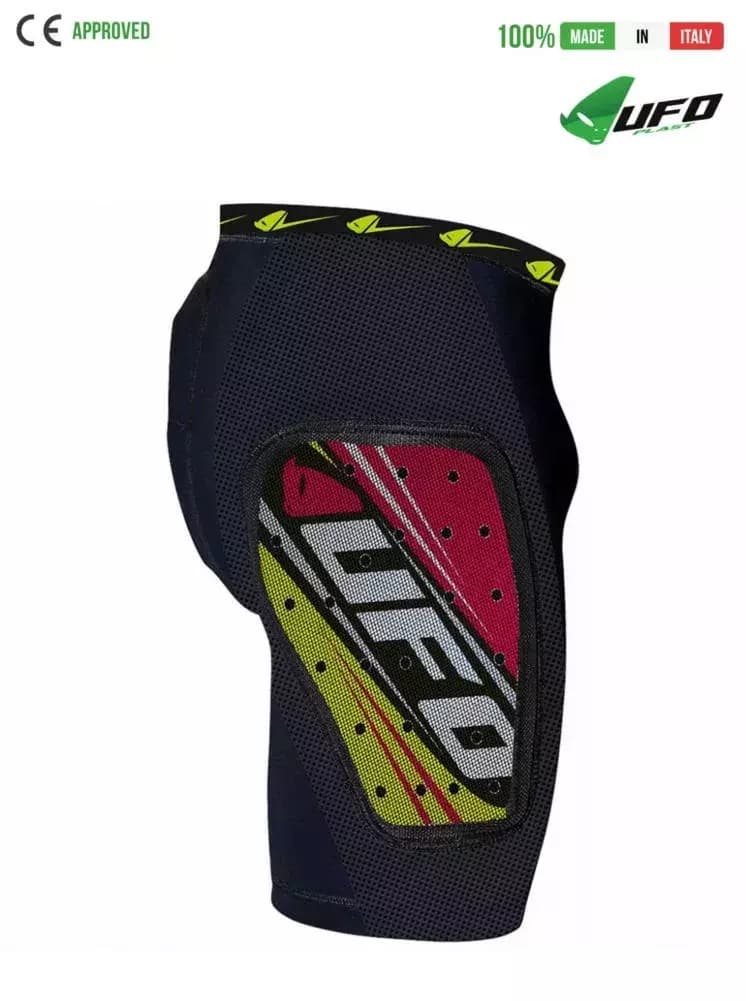 UFO PLAST Made in Italy – Kombat Padded Riding Shorts, Hip and Lateral Protection, Perforated Microshock Material Red 97