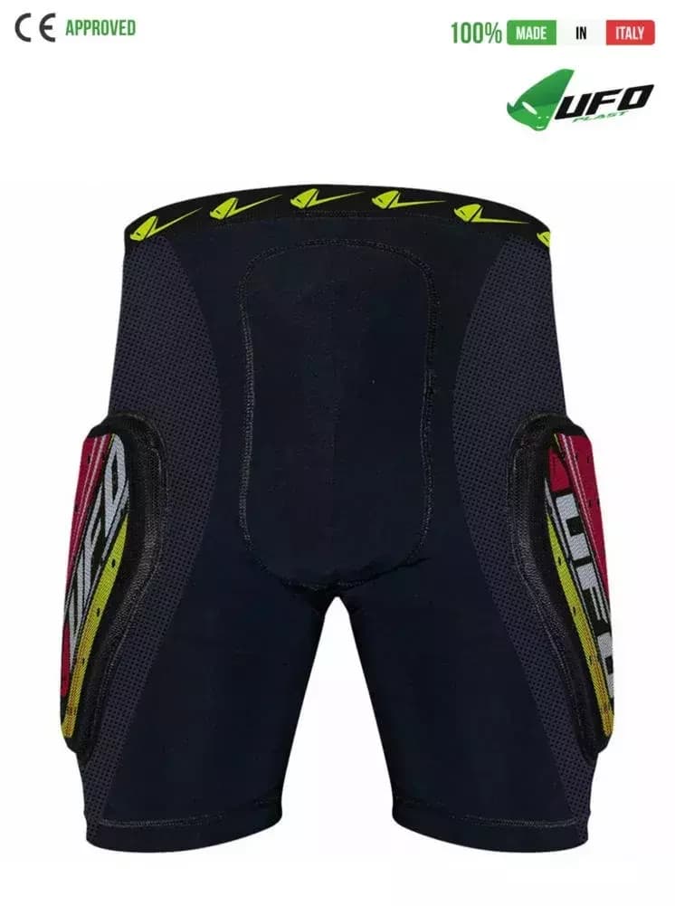 UFO PLAST Made in Italy – Kombat Padded Riding Shorts, Hip and Lateral Protection, Perforated Microshock Material Red 98