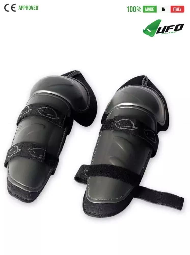 UFO PLAST Made in Italy – Ergonomic MTB knee Shin Guards Pads Protector, One-Size fits all, Black