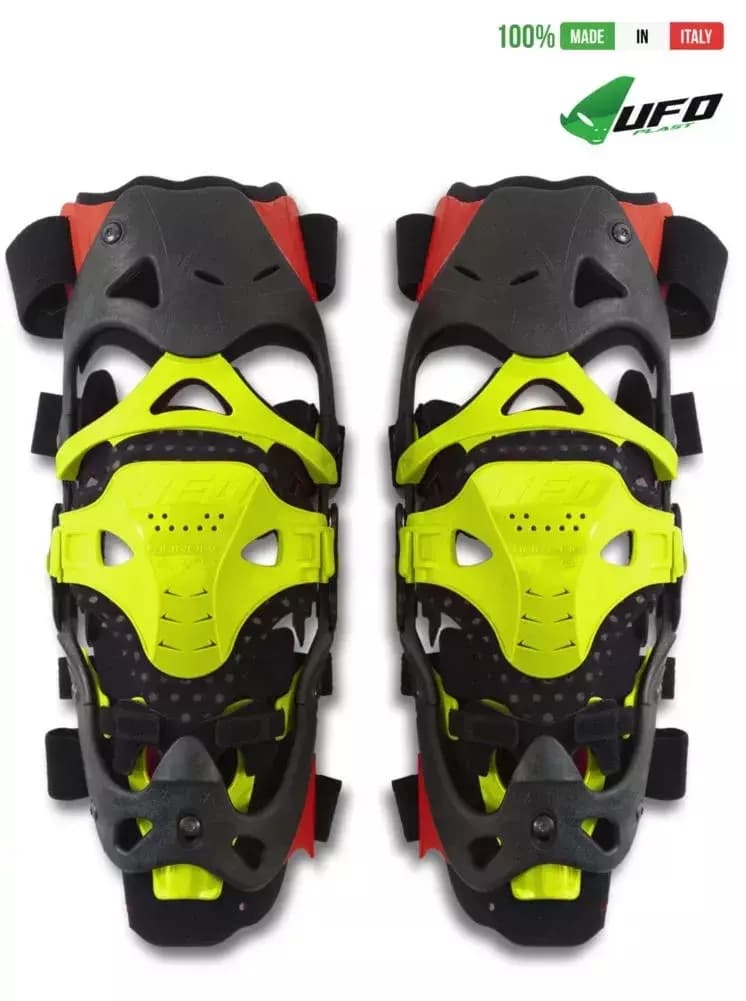 UFO PLAST Made in Italy – Morpho Fit Knee Brace Pair, Full Knee Protection Guards Kit, Neon Yellow 41