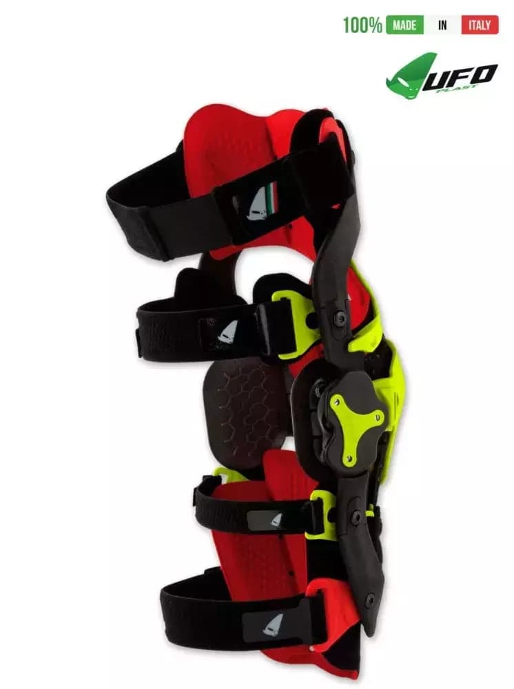 UFO PLAST Made in Italy – Morpho Fit Knee Brace Pair, Full Knee Protection Guards Kit, Neon Yellow 43