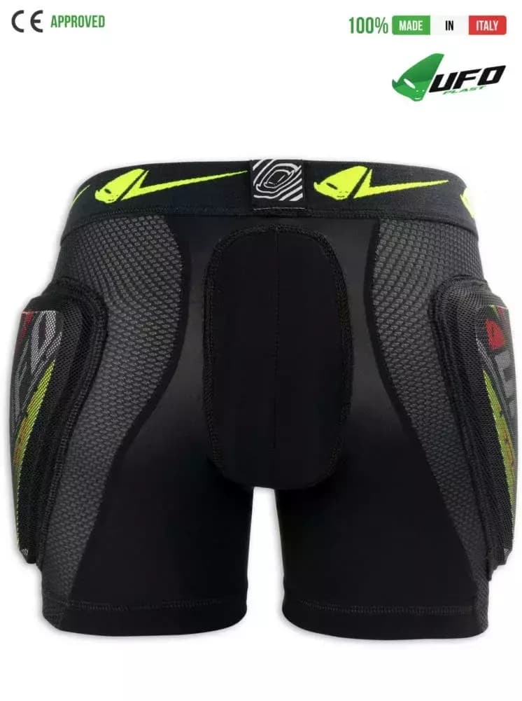 UFO PLAST Made in Italy – Kombat Padded Plastic Shorts For Kids, Hip and Side Protection, Green 66