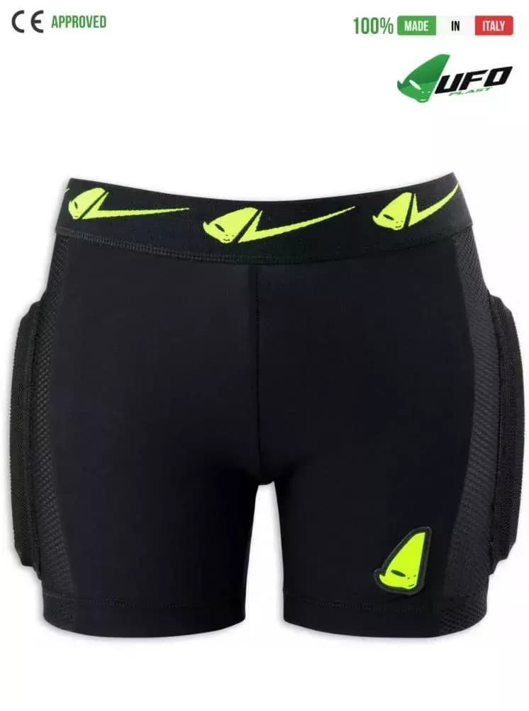 UFO PLAST Made in Italy – Kombat Padded Plastic Shorts For Kids, Hip and Side Protection, Red 65