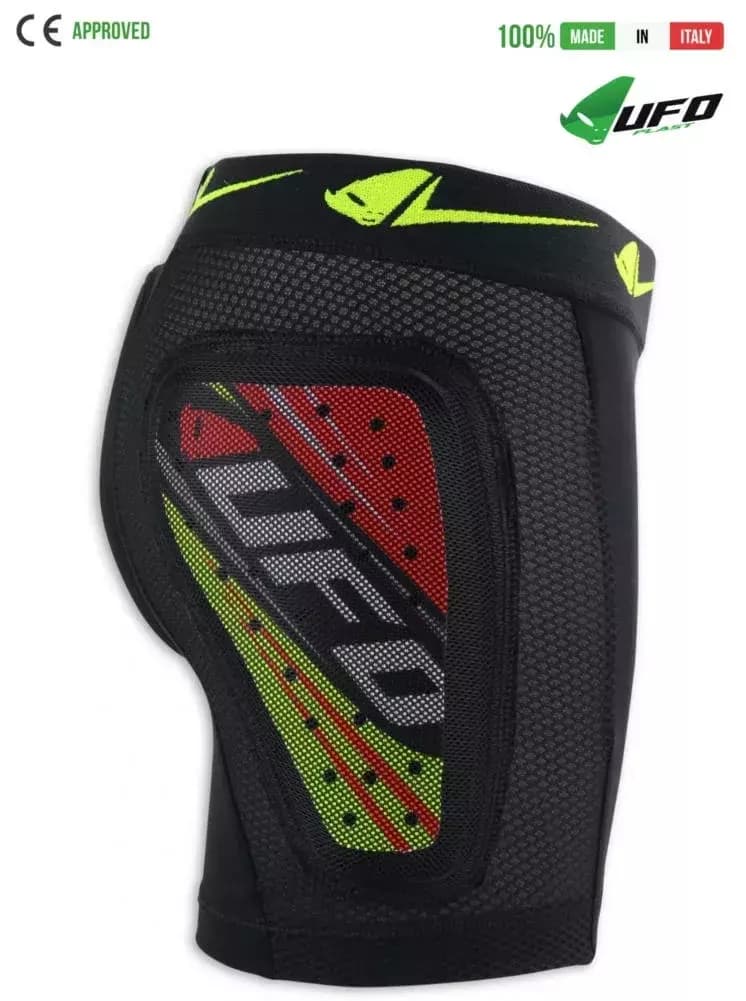UFO PLAST Made in Italy – Kombat Padded Plastic Shorts For Kids, Hip and Side Protection, Green 68