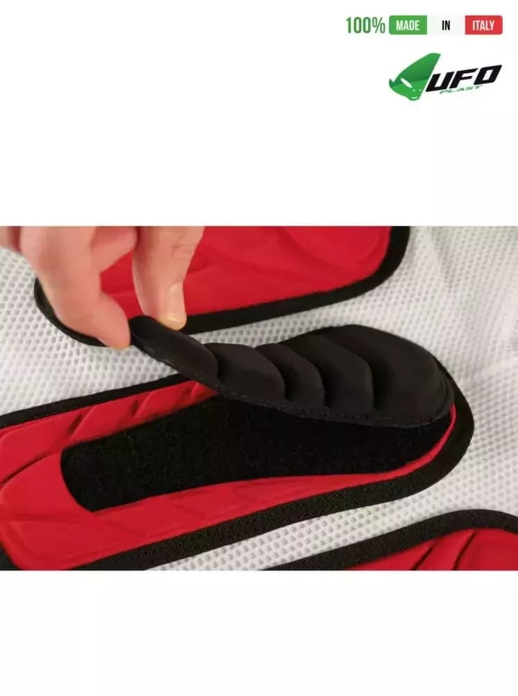 UFO PLAST Made in Italy – Atom Soft Padded Shorts, Side Hip Protector Pads, White and Red 124