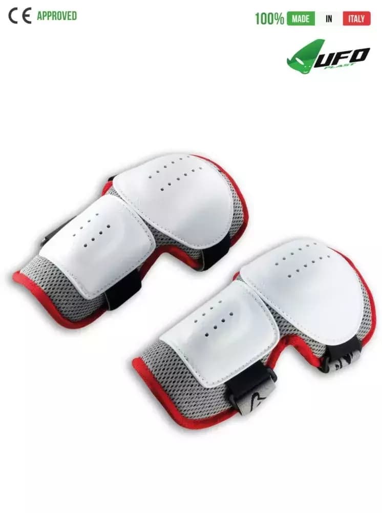 UFO PLAST Made in Italy – Multisport Elbow Guards, Elbow Protection Pads, White or Black with Red 3