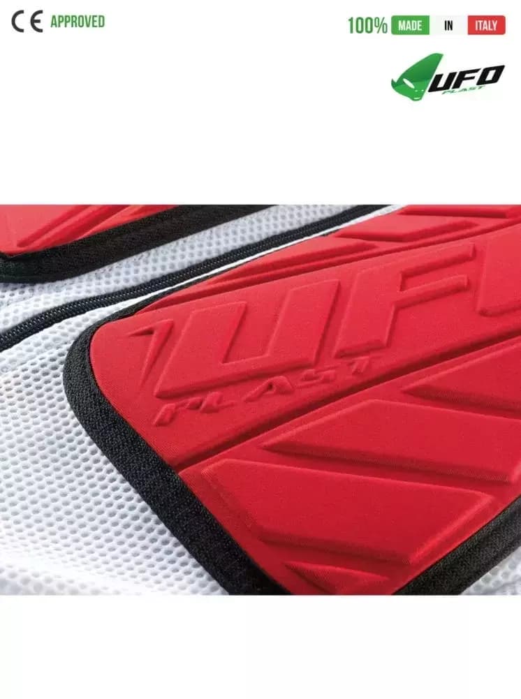 UFO PLAST Made in Italy – Fulcrum – Safety Jacket Sleeveless Body Protector Soft Front Pads, White with Red 99