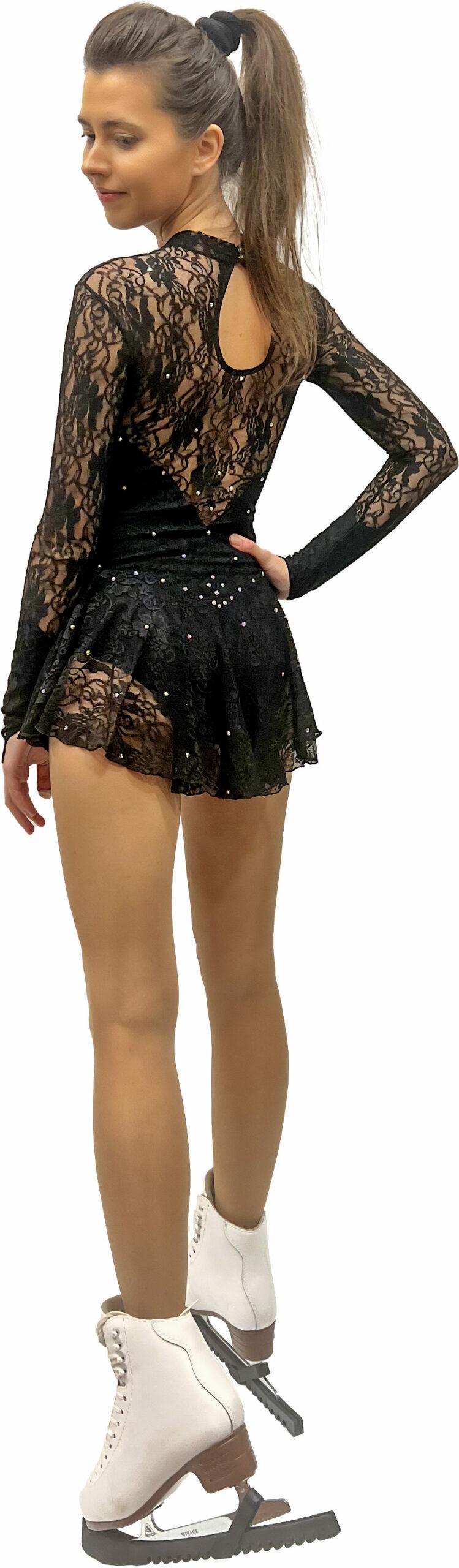 Figure Skating Dress Style A29 Black Italian Fabric, Handmade 226