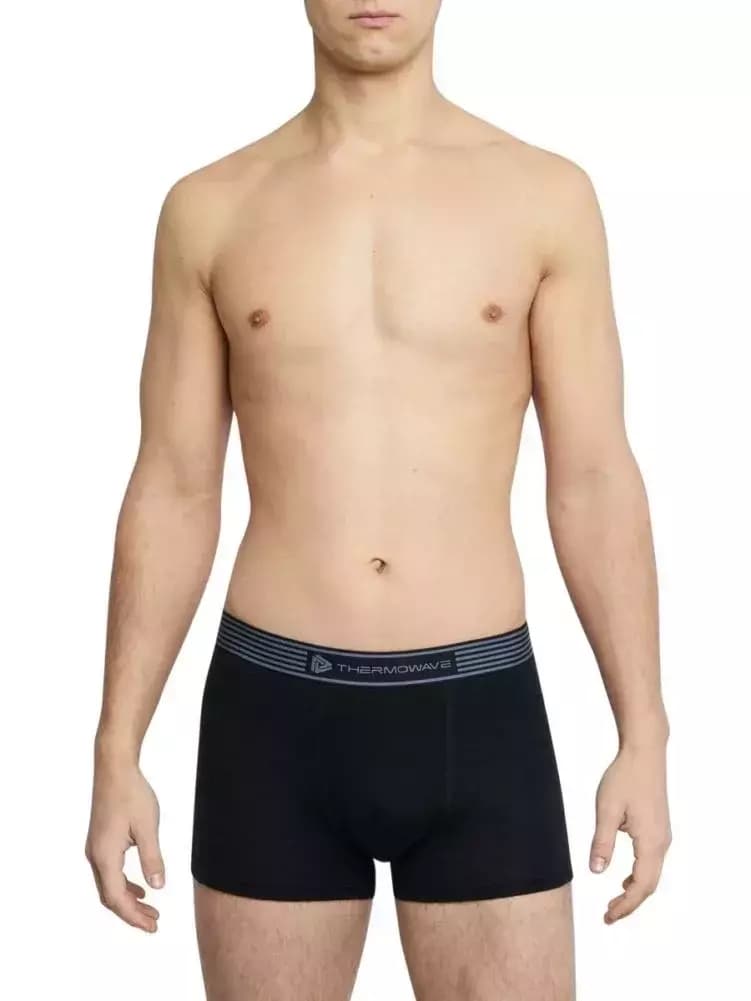 THERMOWAVE – MERINO LIFE / Mens Merino Wool Boxer Briefs / Black