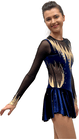 Figure Skating Dress Style A25 Blue Italian Fabric, Handmade 101