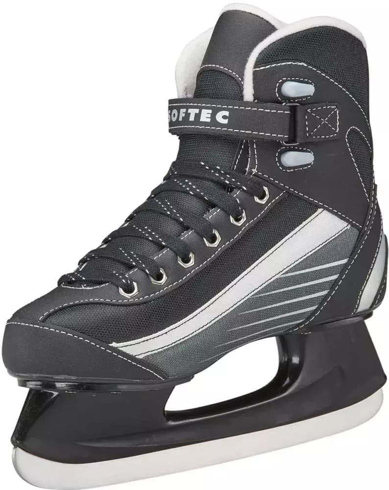 Softec Sport ST6102 inner three-quarter view: the SOFTEC Velcro ankle strap, two molded lace loops and a row of metal eyelets