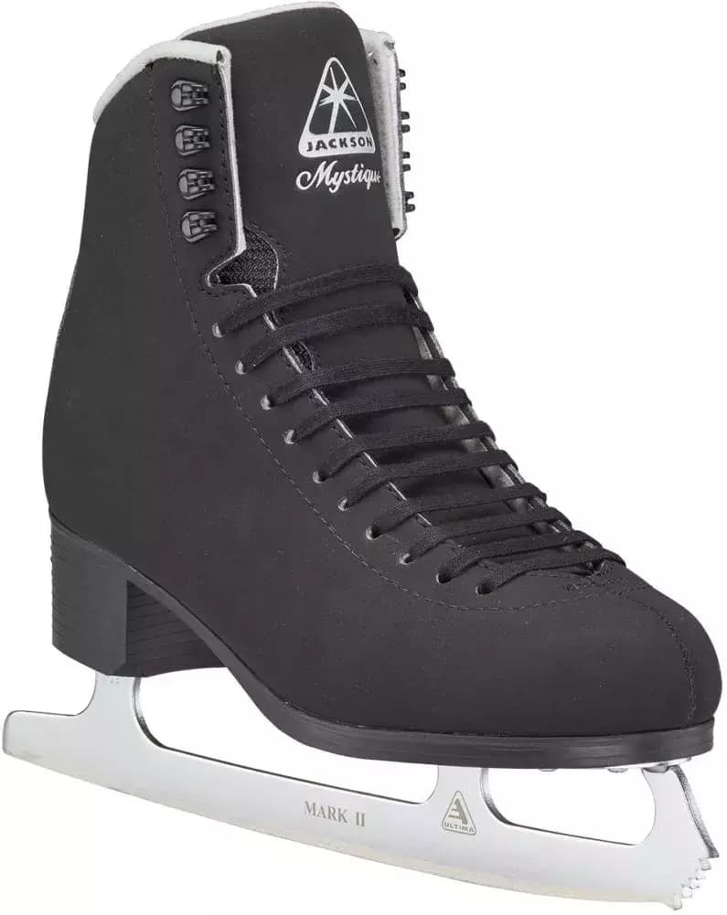 Jackson Mystique black figure skate, outside angled view
