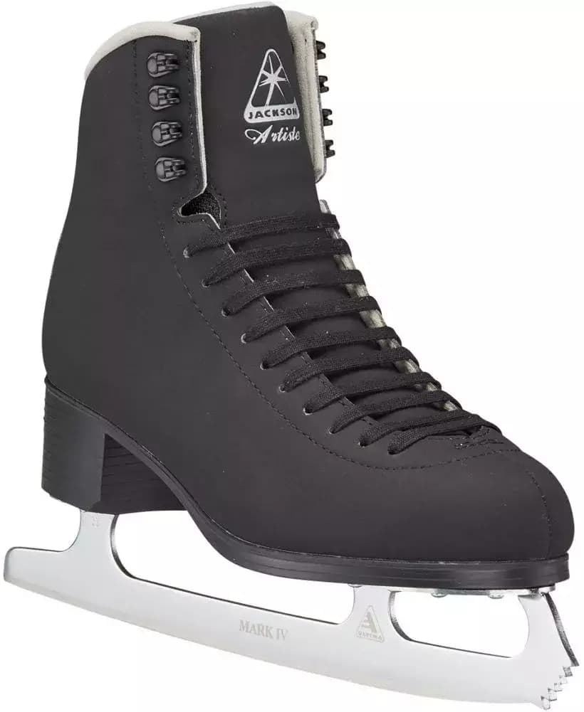 Jackson Artiste JS1792 black figure skate, outside angled view