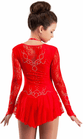 Figure Skating Dress Style A16 Red Italian Fabric, Handmade 240