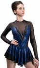 Figure Skating Dress Style A14 Blue/Hologram Italian Fabric, Handmade 303