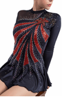 Figure Skating Dress Style A18 Black Red Italian Fabric, Handmade 268