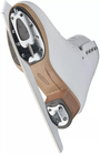 Jackson Ultima Elle FS2130 sole view: tan nylon-composite Fusion sole with rubber inlay and screw-mounted Ultima Mirage blade plates