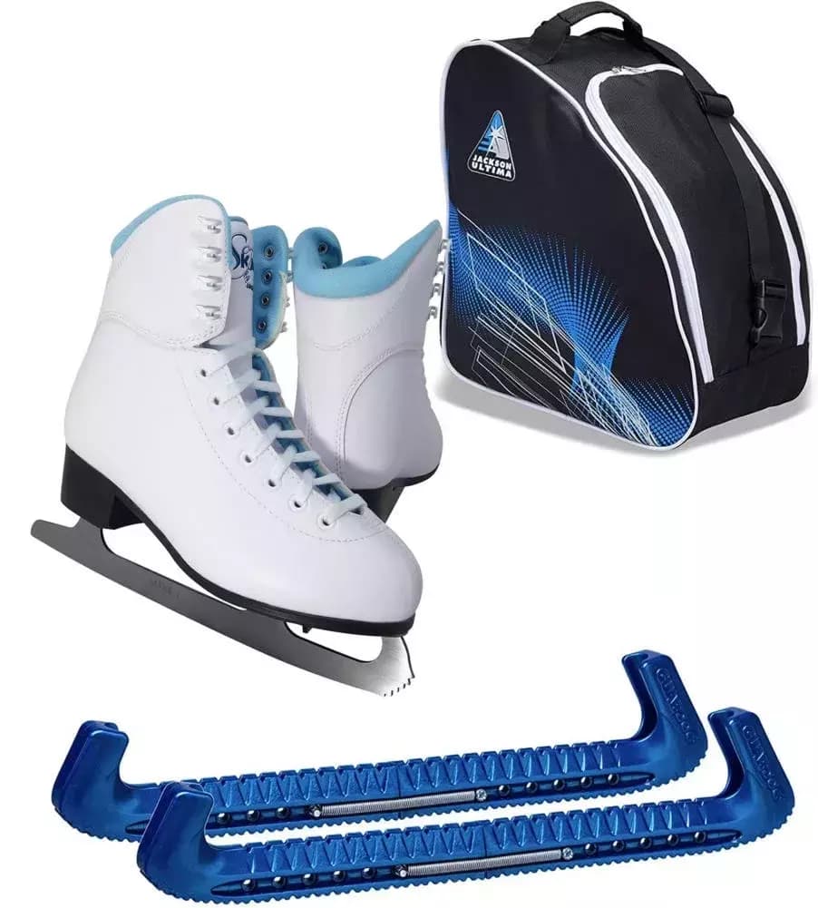 Jackson Ultima SoftSkate Womens’ Ice Skates / Bundle with Jackson Bag, Guardog Skate Guards / Blue Jackson Ultima SoftSkate Womens’ Ice Skates / Bundle with Jackson Bag, Guardog Skate Guards / Blue