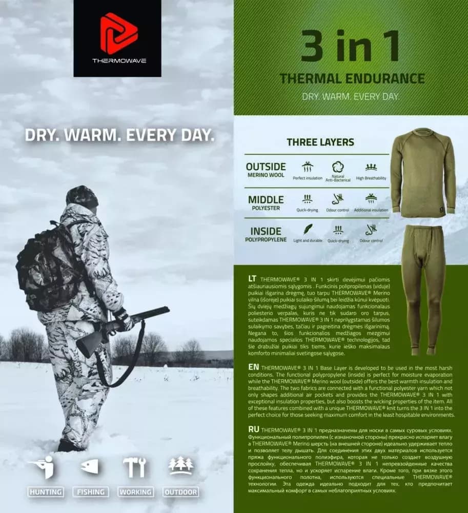 THERMOWAVE – MERINO 3 IN 1 / Merino Wool Thermal Pants for Fishing, Hunting 63
