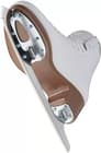 Jackson Ultima Mystique JS1490/JS1491 Women’s and Girls’ Figure Skates 14 Underside of the Jackson Ultima Mystique JS1490 figure skate showing the brown PVC outsole and screw-mounted Mark II blade plates