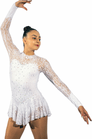 Figure Skating Dress Style A29 White Italian Fabric, Handmade 169