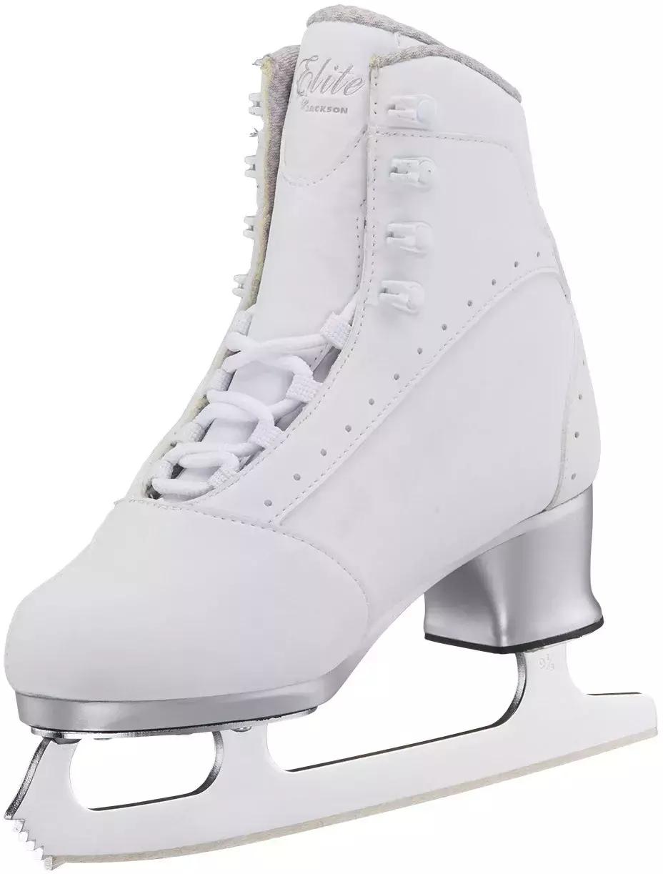 Jackson Ultima Softec Elite ST7200 Women’s Ice Skates / White 7 White Jackson Softec Elite ST7200, inside three-quarter view showing the punched vent holes and toe wrap