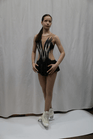 Figure Skating Dress Style A24 Black Italian Fabric, Handmade 201