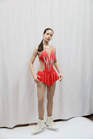 Figure Skating Dress Style A24 Red Italian Fabric, Handmade 169