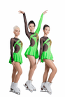 Figure Skating Dress Style A17 Black Green Italian Fabric, Handmade 301