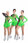 Figure Skating Dress Style A17 Black Green Italian Fabric, Handmade 302