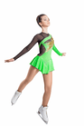 Figure Skating Dress Style A17 Black Green Italian Fabric, Handmade 304