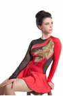 Figure Skating Dress Style A17 Black Red Italian Fabric, Handmade 233
