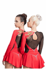 Figure Skating Dress Style A17 Black Red Italian Fabric, Handmade 235