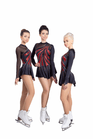 Figure Skating Dress Style A18 Black Red Italian Fabric, Handmade 269