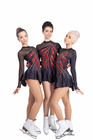 Figure Skating Dress Style A18 Black Red Italian Fabric, Handmade 271