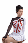 Figure Skating Dress Style A18 White Red Italian Fabric, Handmade 301 Figure Skating Dress Style A18 White Red Italian Fabric, Handmade 301