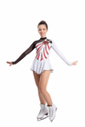 Figure Skating Dress Style A18 White Red Italian Fabric, Handmade 302 Figure Skating Dress Style A18 White Red Italian Fabric, Handmade 302