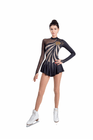 Figure Skating Dress Style A18 Black Gold Italian Fabric, Handmade 300
