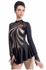 Figure Skating Dress Style A18 Black Gold Italian Fabric, Handmade 306
