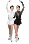 Figure Skating Dress Style A19 White Italian Fabric, Handmade 201