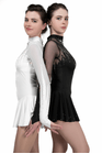 Figure Skating Dress Style A19 White Italian Fabric, Handmade 203