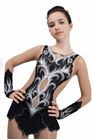 Figure Skating Dress Style A20 Black Italian Fabric, Handmade 202