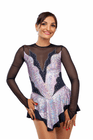 Figure Skating Dress Style A14 Gold/Hologram Italian Fabric, Handmade 266