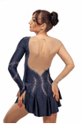 Figure Skating Dress Style A28 Black Italian Fabric, Handmade 167