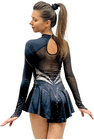 Figure Skating Dress Style A18 Silver Italian Fabric, Handmade 301