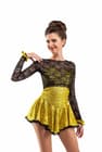 Figure Skating Dress Style A15 Gold Italian Fabric, Handmade 142