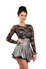 Figure Skating Dress Style A15 Silver Italian Fabric, Handmade 173