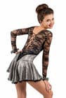 Figure Skating Dress Style A15 Silver Italian Fabric, Handmade 174